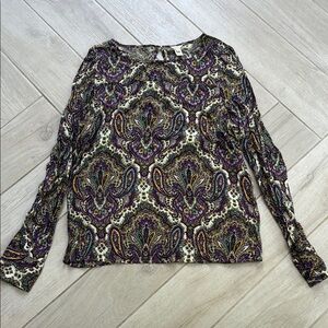J. Crew Graphic Long Sleeve Blouse
